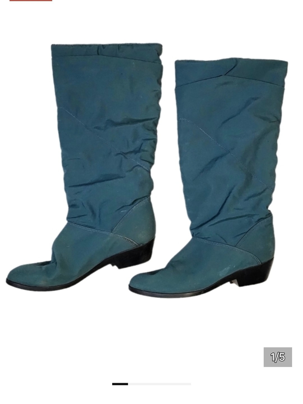 Teal Mid-Calf Slouch Heeled Boots Made In Canada Size 9M